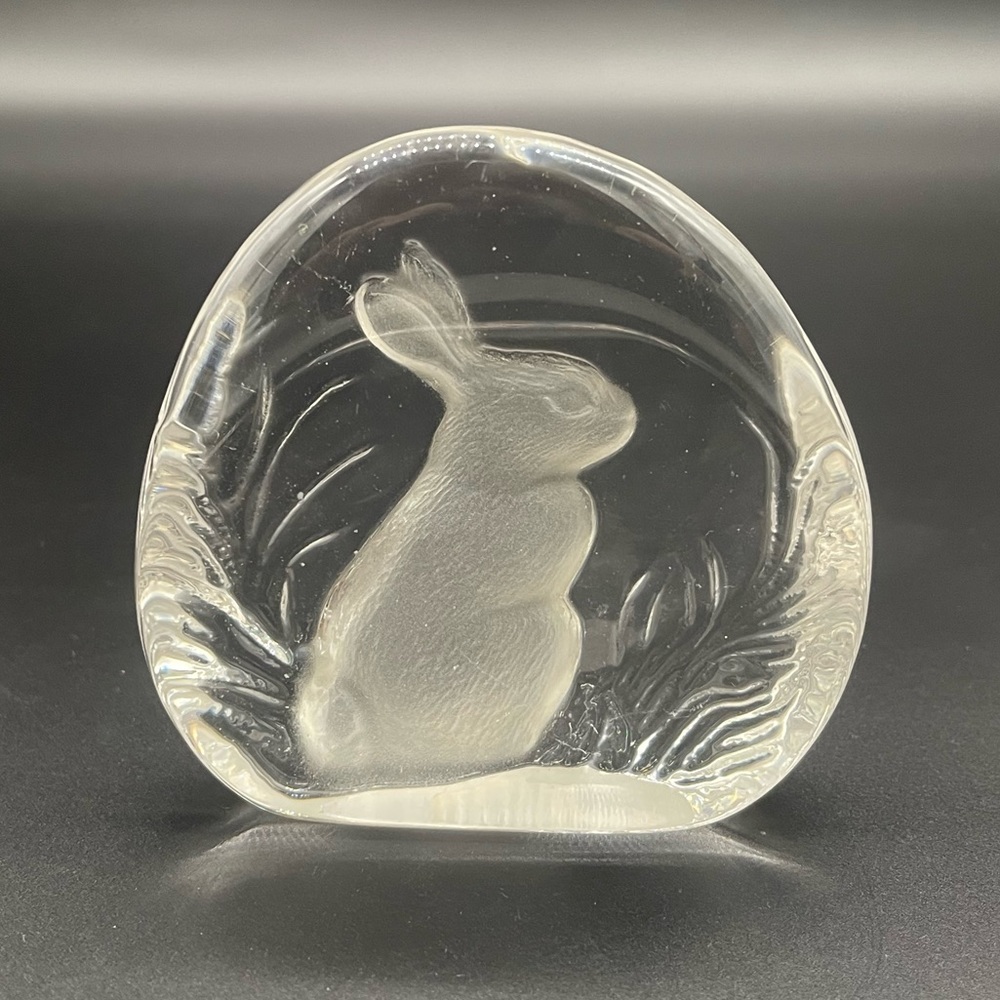 Vintage Zajecar 24% Lead Crystal Bunny Rabbit Paperweight Made in Yugoslavia